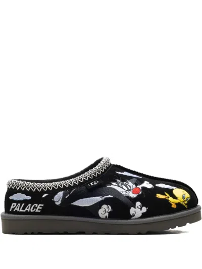 Ugg Tasman Cartoon-embroidered Slippers In Black