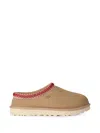Ugg Tasman Suede Slippers With Shearling Lining In Neutral