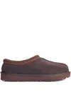 Ugg Tasman Burnt Cedar Sheepskin Embroidery Trim Mules In Brown