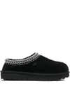 Ugg Tasman Ii Braided-trim Suede Slippers In Black
