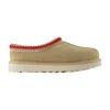 Ugg Tasman Suede Slippers With Shearling Lining In Beige