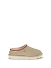 Ugg Tasman Suede Slippers With Shearling Lining In Beige