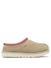 Ugg Tasman Suede Slippers With Shearling Lining In Neutral