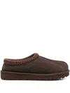 Ugg Tasman Burnt Cedar Sheepskin Embroidery Trim Mules In Brown