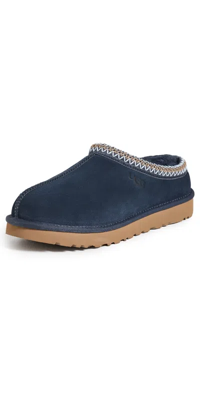 Ugg Slip-on Slippers With Rubber Sole And Zigzag Stitching In Blue