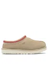 Ugg Tasman Suede Slippers With Shearling Lining In Nude