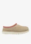 Ugg Tasman Suede Slippers With Shearling Lining In Neutral