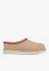 Ugg Tasman Suede Slippers With Shearling Lining In Burgundy