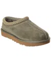 Ugg Tasman Wool-blend Fleece-lined Embroidered Suede Slippers In Green