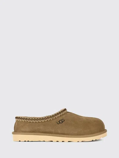 Ugg Tasman Ii Suede Slippers With Wool Lining And Contrast Stitching In Neutral