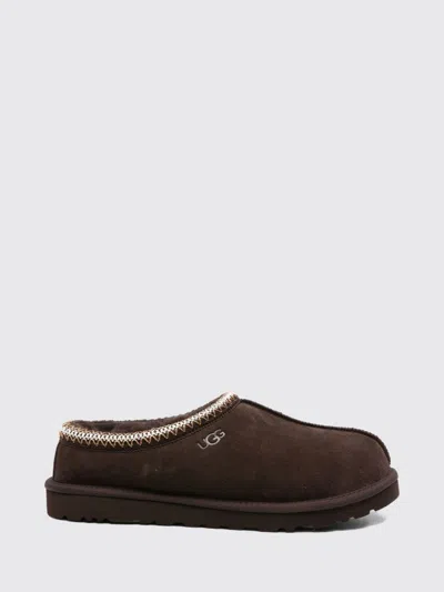 Ugg Tasman Ii Suede Slippers With Wool Lining And Contrast Stitching In Brown