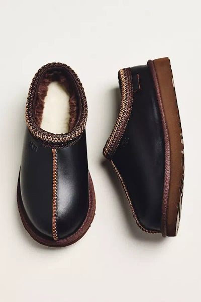 Ugg Tasman Leather Regen Slippers In Black