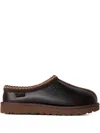 Ugg Tasman Leather Regen Slippers In Black