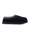 Ugg Tasman Ii Suede Slippers With Wool Lining And Contrast Stitching In Black