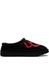 Ugg Tasman Logo "black/samba Red" Slippers In Black