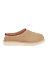 Ugg Tasman Wool-blend Fleece-lined Embroidered Suede Slippers In Nude