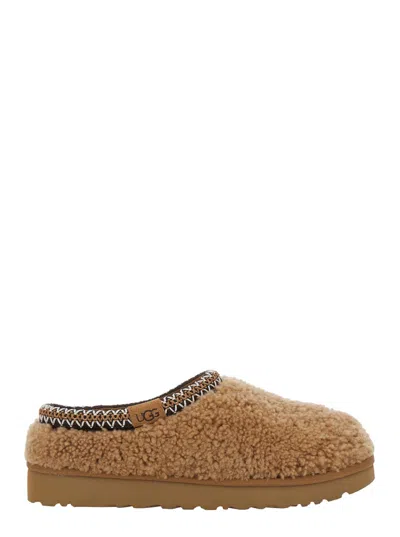 UGG TASMAN MAXI CURLI BEIGE SLIP-ON MULE IN SHEARLING WOMAN