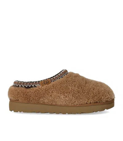 Ugg Tasman Maxi Curly Chestnut Slipper In Animal Print