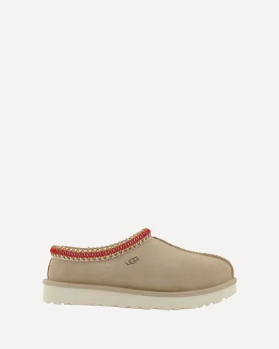 Ugg Tasman Ii Beige Mules With Round Toe And Embroidered Detail In Leather Woman In Nude