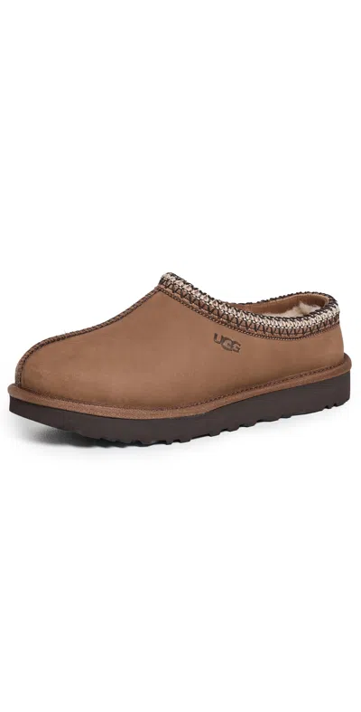 Ugg Tasman Nubuck Slippers Dark Chestnut In Brown