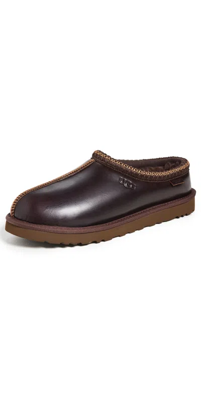 Ugg Tasman Regen Leather Slippers Ironwood In Brown