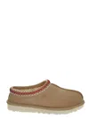 Ugg Tasman Wool-blend Fleece-lined Embroidered Suede Slippers In Beige