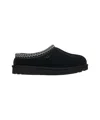 Ugg Suede Slip-on Mules With Decorative Zigzag Stitch Detail In Black