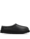 Ugg Mens Black Tasman Branded Leather Slippers In Black