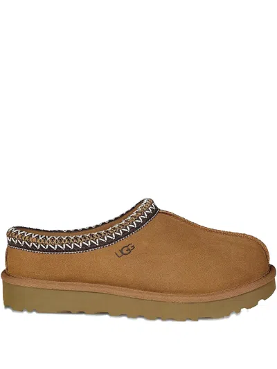 Ugg Tasman Beige Mules With Embossed Logo In Suede Woman In Brown