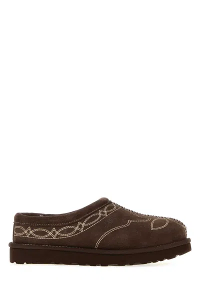 Ugg Tasman Slippers In Suede With Shearling Lining In Brown