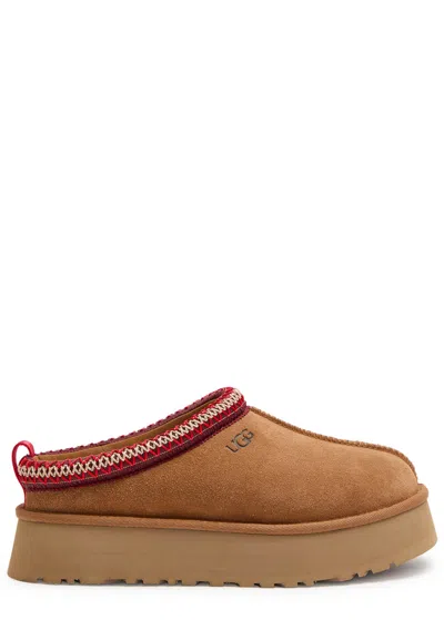 Ugg Tasman Suede Flatform Slippers In Brown