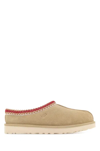 Ugg Tasman Suede Slippers With Shearling Lining In Animal Print