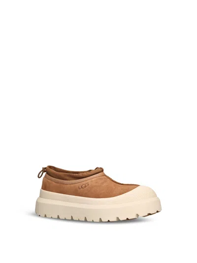 Ugg Tasman Weather Suede Mules In Beige Combination