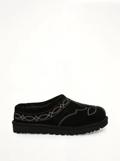 Ugg Tasman Western Suede Slippers In Black