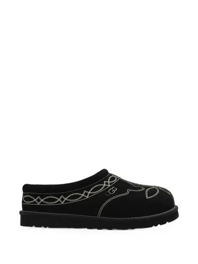 Ugg Tasman Western Suede Slippers In Black
