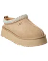 Ugg Tazz Wool-blend Fleece-lined Embroidered Suede Platform Slippers In Brown