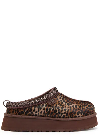 UGG UGG TAZZ CASPIAN LEOPARD CALF-HAIR FLATFORM SLIPPERS