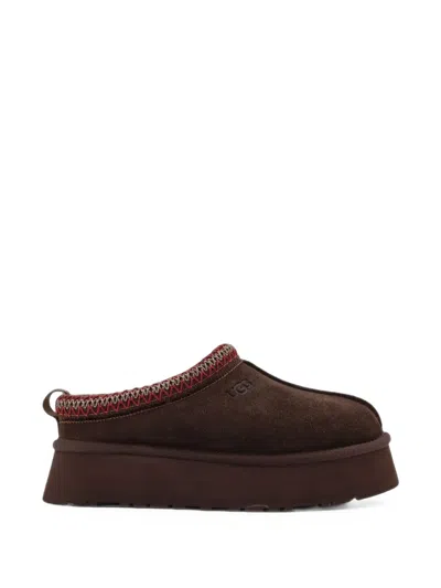 Ugg Tazz Embroidered Suede Slippers In 브라운