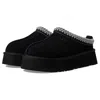 Ugg Tazz Platform Suede Braid Mules In Black