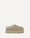Ugg Tasman Embroidered Suede Flatform Mules In Nude