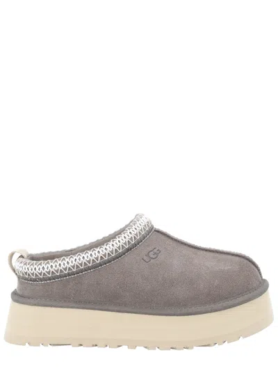 Ugg Brown W Tazz Ii Collar-braid Suede Mules In Gray