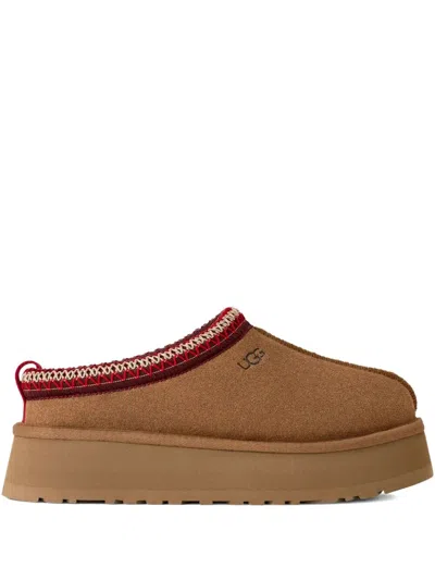 Ugg Tasman Beige Plaited Hem Mules In Suede Woman In Brown