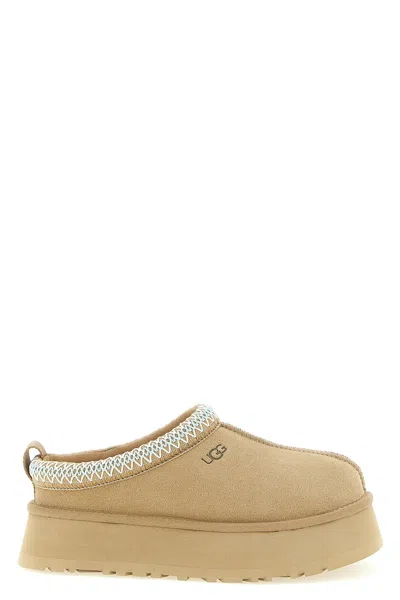 Ugg Tazz Beige Sabot With Embossed Logo In Suede Woman In Multi