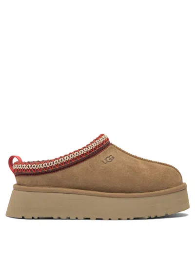 Ugg Tasman Beige Plaited Hem Mules In Suede Woman In Brown