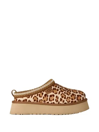 Ugg Tazz Leopard-print Leather Slippers In Neutral