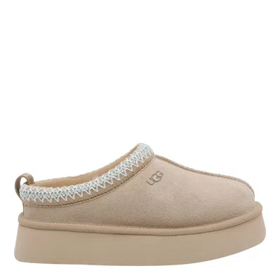 Ugg Tazz Wool-blend Fleece-lined Embroidered Suede Platform Slippers In Animal Print