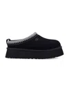Ugg Tazz Platform Suede Braid Mules In Black