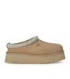 Ugg Tazz Wool-blend Fleece-lined Embroidered Suede Platform Slippers In Brown