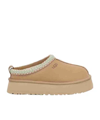 Ugg Tazz Beige Sabot With Embossed Logo In Suede Woman In Multi