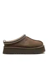 Ugg Tasman Womens Suede Wool Mule Slippers In Dark Brown